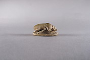 Scarab with sphinx and inscription, Faience