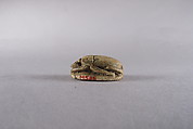 Scarab with a Hippo and a Lion, Faience