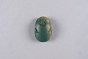 Scarab Inscribed with the Symbols of Neit, Khepri and Re, Faience