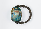 Scarab Finger Ring, Bronze or copper alloy, glazed steatite