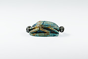 Scarab Finger Ring, Bronze or copper alloy, glazed steatite