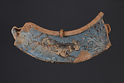 Blue-Painted Jar Fragment With Molded Decoration from Malqata, pottery, slip, paint