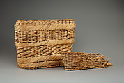 Basket, divided to hold three bottles, Basketry