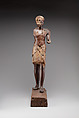 Statuette of a Young Man, Wood (probably ebony), gesso, linen, glass inlay