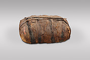 Sacred animal mummy bundle containing shrews, Dyed linen, animal remains, mummification materials