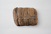 Sacred animal mummy bundle containing shrews, Dyed linen, animal remains, mummification materials