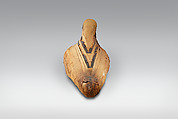 Sacred animal mummy of an ibis, Dyed and unyed linen, animal remains, mummfication materials