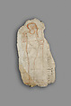 Ostracon with Figure of the God Ptah and Artist's Signature, Limestone, ink