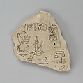 Ostracon Depicting Ramesses IX attributed to the chief draftsman Amenhotep, Limestone, ink