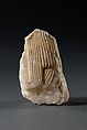 Fragment of the Corner of a Canopic Chest, Travertine (Egyptian alabaster)
