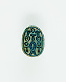 Scarab Incised with Hieroglyphs, Bright blue glazed steatite