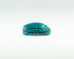 Scarab Inscribed with Hieroglyphs, Dark blue glazed faience