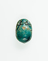 Scarab Inscribed with Hieroglyphs, Green glazed steatite