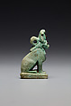 Lion(?) wearing an atef crown, Faience