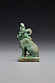 Lion(?) wearing an atef crown, Faience