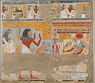Djehutyemhab and his Wife Worshipping Amun-Re-Harakhty, Tomb of Djehutyemhab, Norman de Garis Davies, Tempera on paper