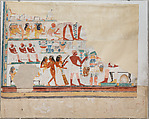 Banquet Scene with Musicians, Tomb of Nakht, Norman de Garis Davies, Tempera on paper