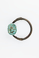 Scarab Finger Ring, Bronze or copper alloy, glazed steatite