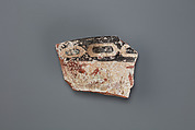 Decorated jar fragment with inscription, Pottery and ink, paint