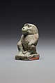 Amulet: Squatting Baboon, Faience
