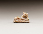Figurine, lion, Yellow brown glazed earthenware