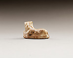 Figurine, lion, Yellow brown glazed earthenware