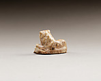 Figurine, lion, Yellow brown glazed earthenware