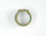 Ring, Hathor head, Faience