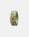 Ring, Hathor head, Faience