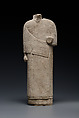 Incomplete figure in draped costume, Limestone