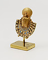 Amuletic aegis of Bastet or Sakhmet, Gold, Egyptian blue