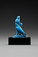 Horus amulet in the shape of a falcon with the double crown, Faience