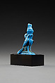 Horus amulet in the shape of a falcon with the double crown, Faience