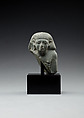 Upper part of a male seated figure, Fine-grained grey stone (graywacke?)