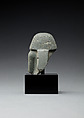 Upper part of a male seated figure, Fine-grained grey stone (graywacke?)