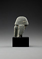 Upper part of a male seated figure, Fine-grained grey stone (graywacke?)