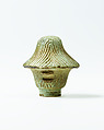Top of papyrus scepter amulet with falcon head, Faience