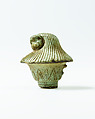 Top of papyrus scepter amulet with falcon head, Faience