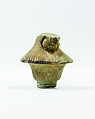 Top of papyrus scepter amulet with falcon head, Faience