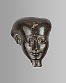 Head with tripartite wig, probably from a shabti, Steatite or serpentinite