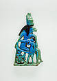 Lion-headed goddess suckling the king, Faience