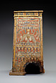Tall shrine-shaped 'canopic' box, Wood, paste, paint