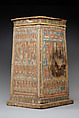 Tall shrine-shaped 'canopic' box, Wood, paste, paint