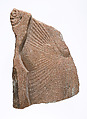 Torso of king with hand of queen offering behind, Pink quartzite