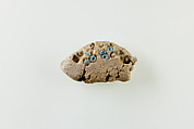 Fragment of clay lump with imbedded ring beads, Clay, faience