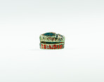 Scarab Decorated with Crossing Lines, Green glazed steatite