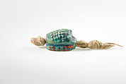 Seal in the shape of a hedgehog on original string, Green glazed steatite