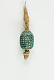 Seal in the shape of a hedgehog on original string, Green glazed steatite