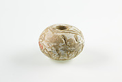 Bead with the name of Amenemhat II, Unglazed faience