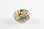 Bead with the name of Amenemhat II, Unglazed faience